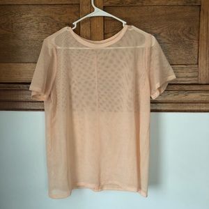Peach pink mesh net t shirt